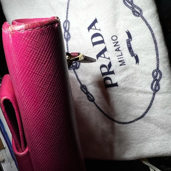 Prada Saffiano Leather Bow Wallet Pink - Picture 14 of 16